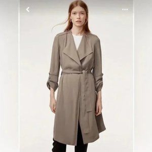 Aritzia Babaton Quincey Light Trench Jacket Taupe